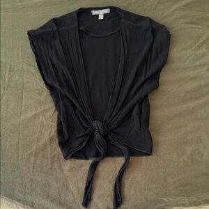 Don’t Ask Why Black Tie-Front Blouse